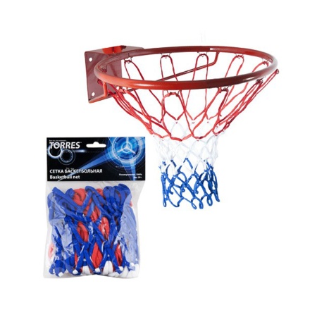 Купить Сетка баскетбольная Torres, нить 4 мм, бело-сине-красная в Мариинскийпосаде 